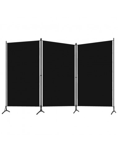 Paravento a 3 Pannelli Nero 260x180 cm