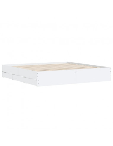 Giroletto con Cassetti Bianco 200x200 cm in Legno Multistrato