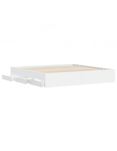 Giroletto con Cassetti Bianco 200x200 cm in Legno Multistrato