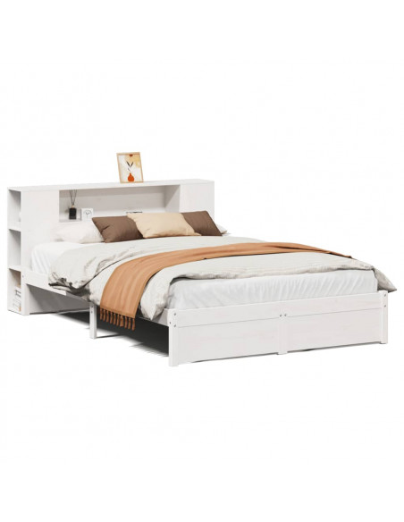 Letto Libreria senza Materasso Bianco 140x200 cm Legno di Pino