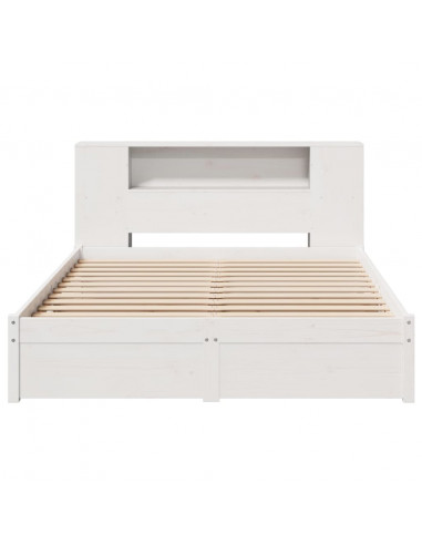 Letto Libreria senza Materasso Bianco 140x200 cm Legno di Pino