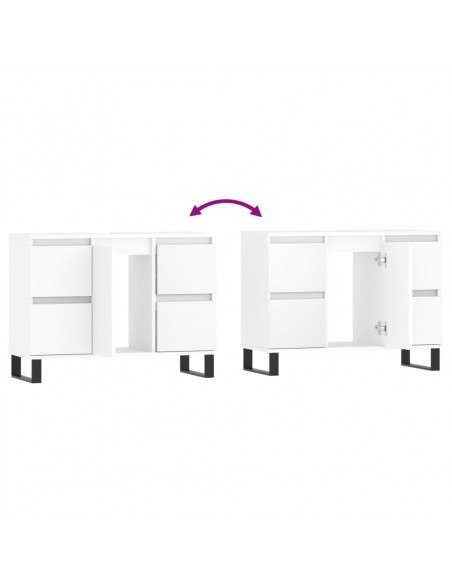 Mobile da Bagno Bianco 80x33x60 cm in Legno Multistrato