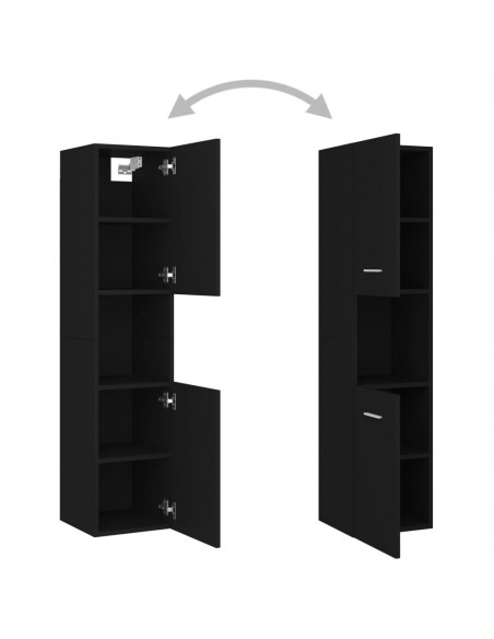 Set Mobili da Bagno Nero in Legno Multistrato