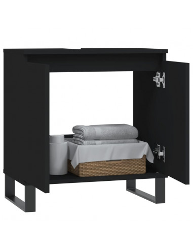 Mobile da Bagno Nero 58x33x60 cm in Legno Multistrato