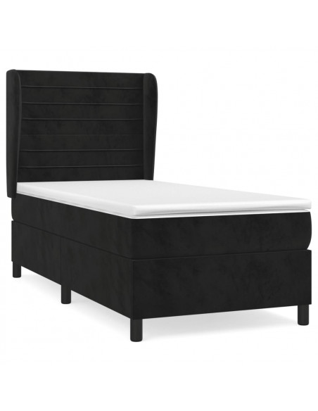 Giroletto a Molle con Materasso Nero 100x200 cm in Velluto