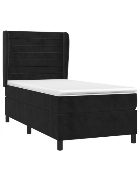 Giroletto a Molle con Materasso Nero 100x200 cm in Velluto