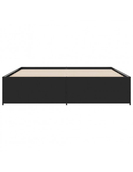 Giroletto Nero 180x200 cm in Legno Multistrato e Metallo