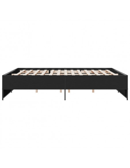 Giroletto Nero 180x200 cm in Legno Multistrato e Metallo