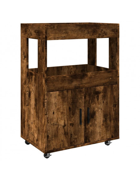 Carrello Bar Rovere Fumo 60x39,5x89 cm in Legno Multistrato