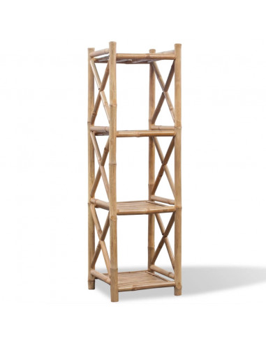 Scaffale a 4 Piani in Legno di Bambù