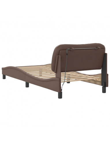 Giroletto con Luci LED Marrone 90x190 cm in Similpelle