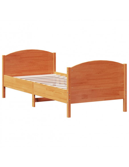Giroletto con Testiera Marrone Cera 90x200 cm Massello Pino