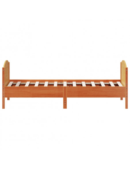 Giroletto con Testiera Marrone Cera 90x200 cm Massello Pino
