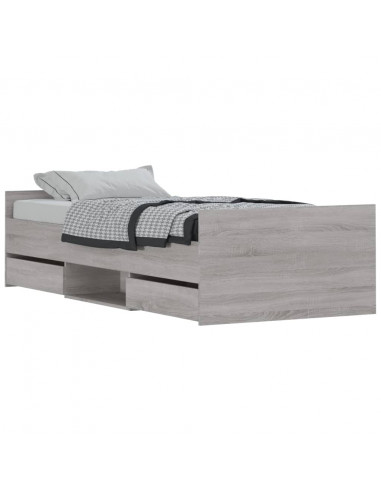 Giroletto con Testiera e Pediera Grigio Sonoma 90x190 cm