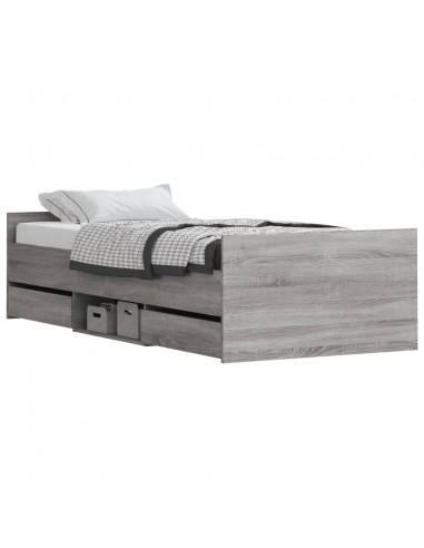 Giroletto con Testiera e Pediera Grigio Sonoma 90x190 cm