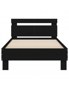 Giroletto con Testiera e LED Nero 100x200 cm 2