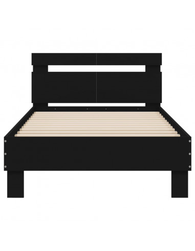 Giroletto con Testiera e LED Nero 100x200 cm