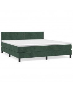 Giroletto a Molle con Materasso Verde Scuro 160x200 cm Velluto 2