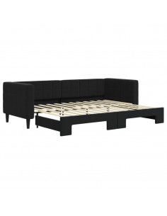 Divano Letto con Letto Estraibile Nero 80x200 cm in Velluto 2