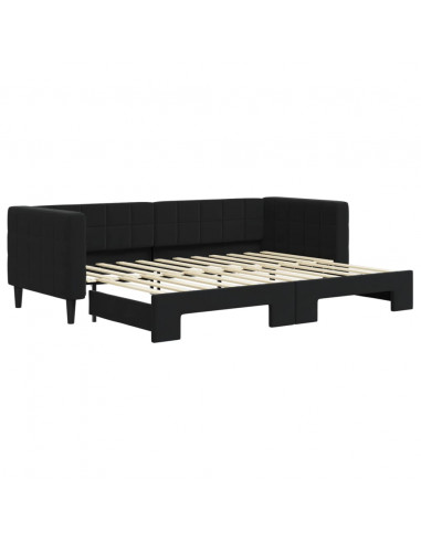 Divano Letto con Letto Estraibile Nero 80x200 cm in Velluto