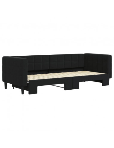 Divano Letto con Letto Estraibile Nero 80x200 cm in Velluto