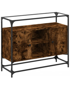Credenza Piano Vetro Rovere Fumo 98x35x81cm Legno Multistrato 2