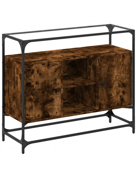 Credenza Piano Vetro Rovere Fumo 98x35x81cm Legno Multistrato