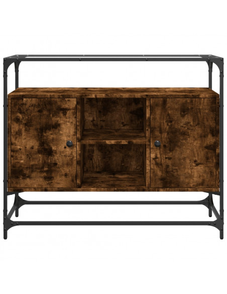 Credenza Piano Vetro Rovere Fumo 98x35x81cm Legno Multistrato
