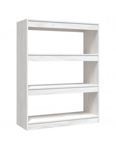 Libreria/Divisorio Bianco 100x30x103 cm in Massello di Pino 2
