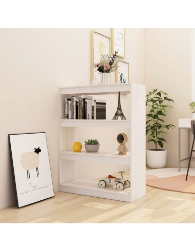 Libreria/Divisorio Bianco 100x30x103 cm in Massello di Pino