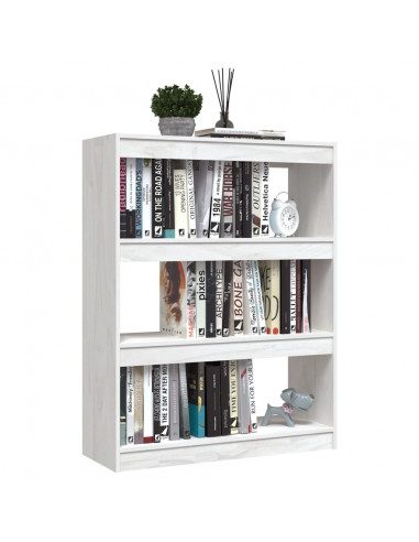 Libreria/Divisorio Bianco 100x30x103 cm in Massello di Pino
