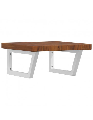 Ripiano a Parete per Lavabo in Acciaio e Massello di Rovere