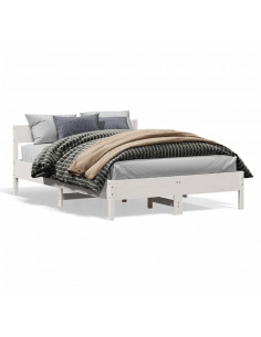 Giroletto con Testiera Bianco 140x190 cm in Legno Massello Pino 2