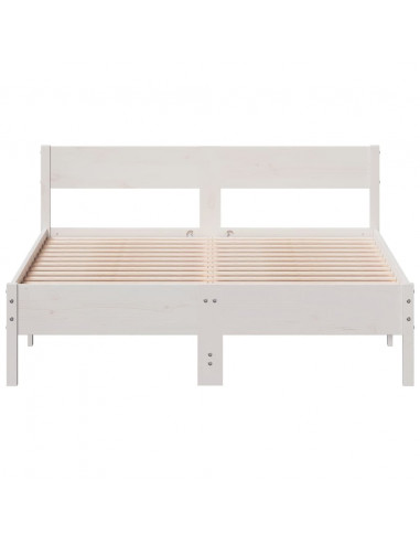 Giroletto con Testiera Bianco 140x190 cm in Legno Massello Pino