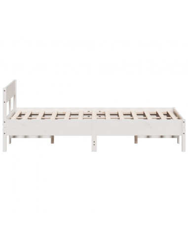 Giroletto con Testiera Bianco 140x190 cm in Legno Massello Pino