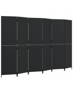 Divisorio per Ambienti a 6 Pannelli Nero in Polyrattan 2