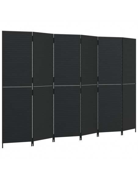 Divisorio per Ambienti a 6 Pannelli Nero in Polyrattan