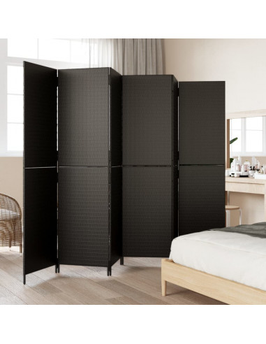 Divisorio per Ambienti a 6 Pannelli Nero in Polyrattan