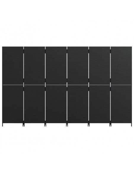 Divisorio per Ambienti a 6 Pannelli Nero in Polyrattan