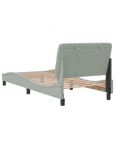 Giroletto con Testiera Grigio Chiaro 80x200 cm in Velluto