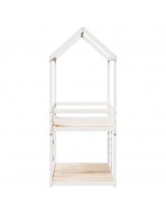 Letto a Castello con Tetto Bianco 75x190 cm Legno Massello Pino 2