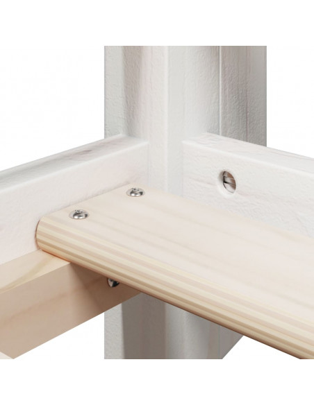 Letto a Castello con Tetto Bianco 75x190 cm Legno Massello Pino