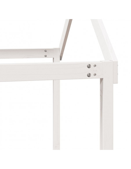 Letto a Castello con Tetto Bianco 75x190 cm Legno Massello Pino