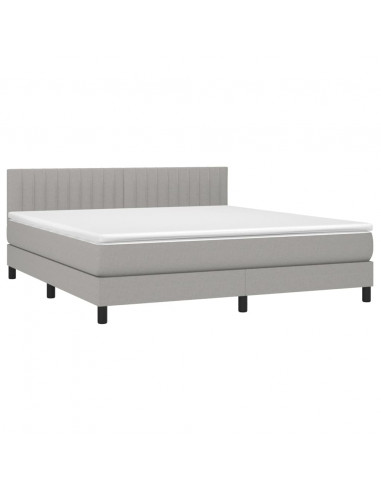 Letto a Molle Materasso e LED Grigio Chiaro 160x200 cm Tessuto