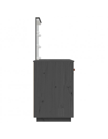 Toeletta con LED Grigia 95x50x133,5cm in Legno Massello di Pino