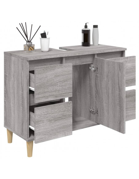Mobile Lavabo Grigio Sonoma 80x33x60 cm in Legno Multistrato
