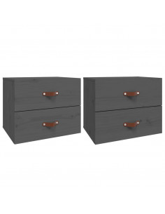 Comodini a Muro 2 pz Grigio 50x36x40 cm 2