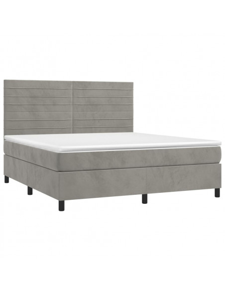 Giroletto a Molle con Materasso Grigio Chiaro 180x200cm Velluto