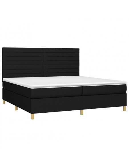 Giroletto a Molle con Materasso Nero 200x200 cm in Tessuto