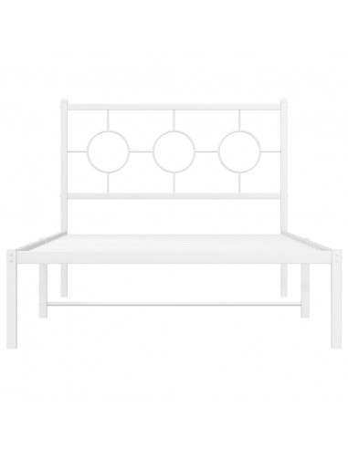 Giroletto con Testiera Metallo Bianco 100x200 cm